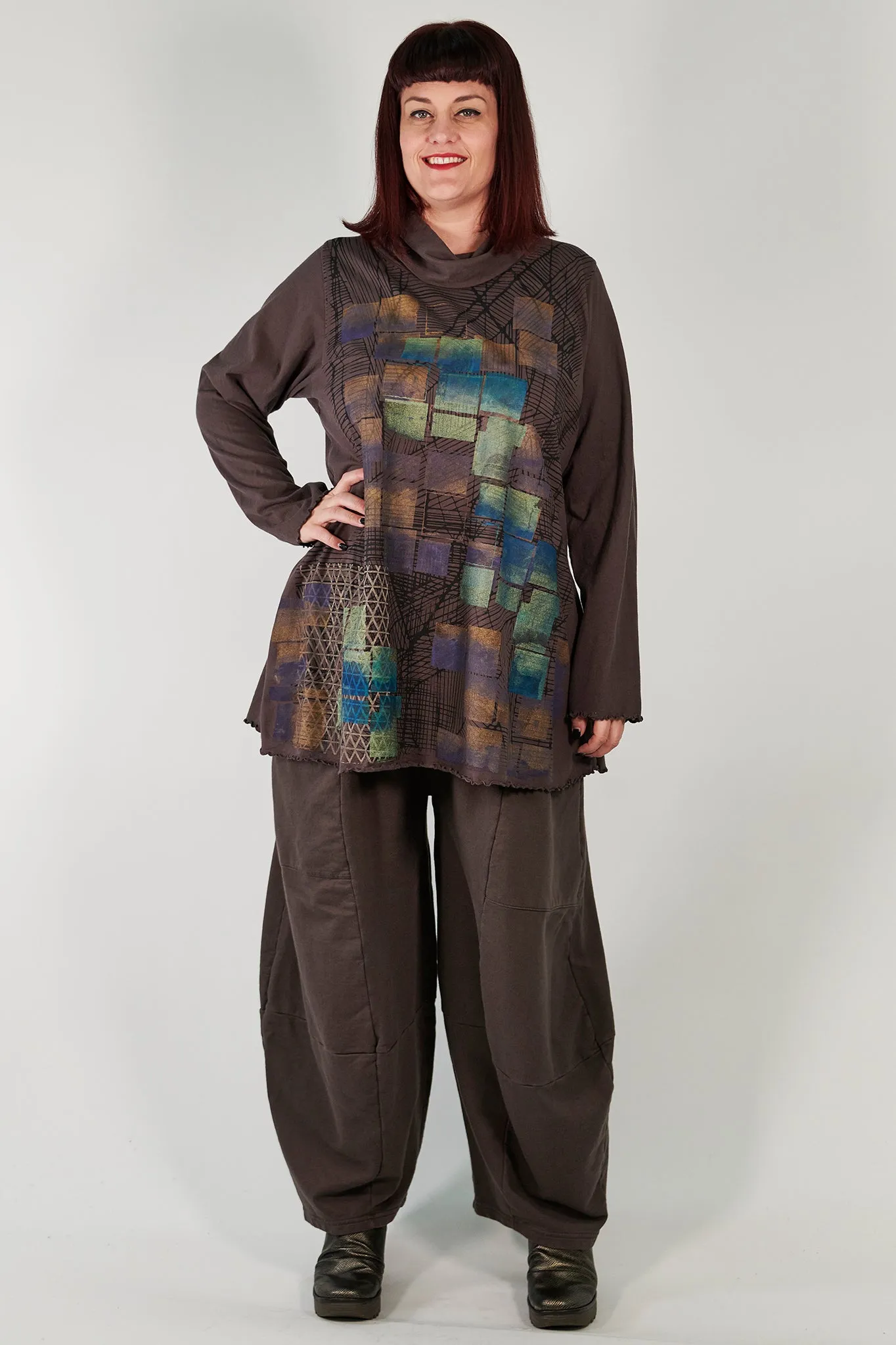 1165 Cowl Neck Tee-Italian Umber-P
