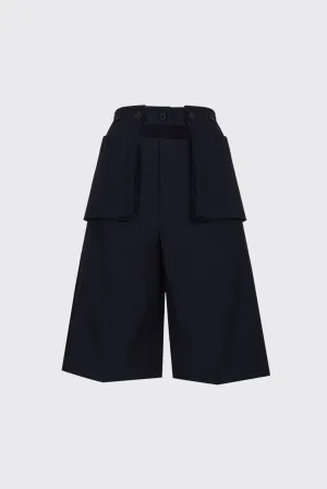 [60% OFF] Navy buttoned waist pouch bermuda shorts