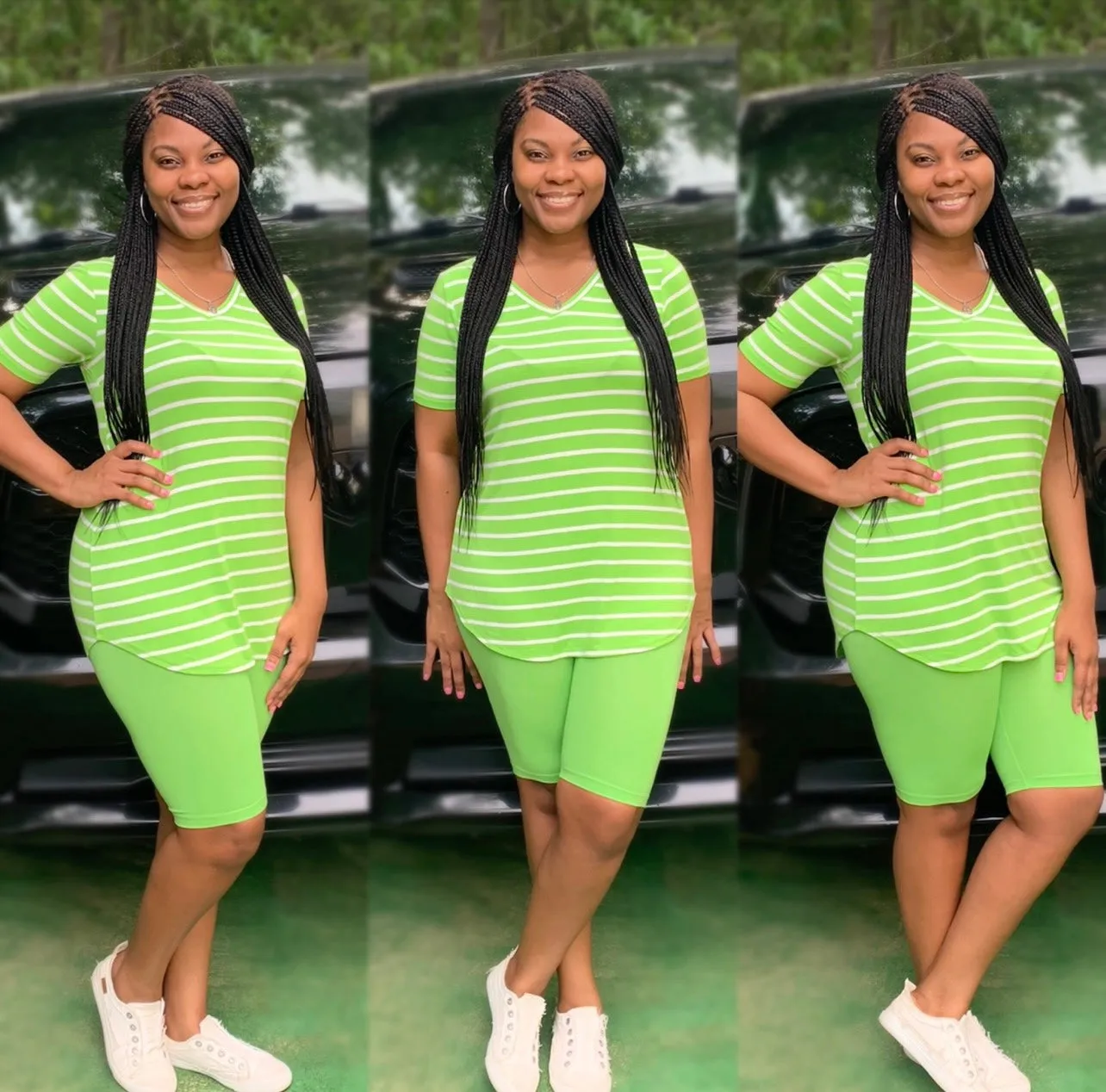 Abby Stripe Short Set (Green)