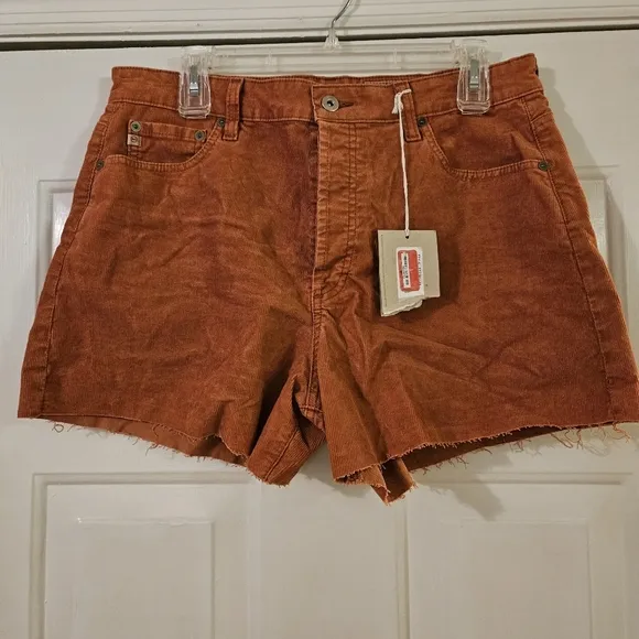 ADRIANO GOLDSCHMIED ALEXXIS HIGH-RISE CORDUROY SHORTS ORANGE NWT WOMEN'S 32