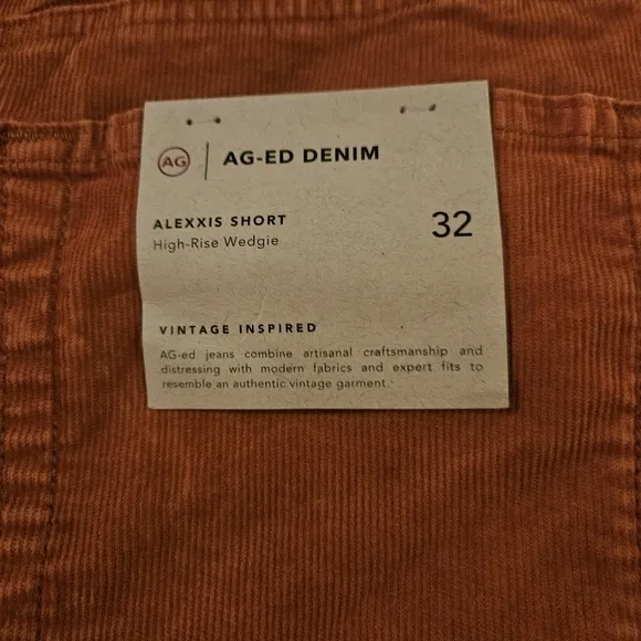 ADRIANO GOLDSCHMIED ALEXXIS HIGH-RISE CORDUROY SHORTS ORANGE NWT WOMEN'S 32