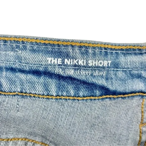 AG Nikki Relaxed Bermuda Denim Shorts with Raw Hem Size 24