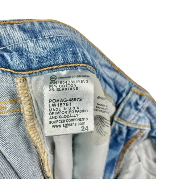 AG Nikki Relaxed Bermuda Denim Shorts with Raw Hem Size 24