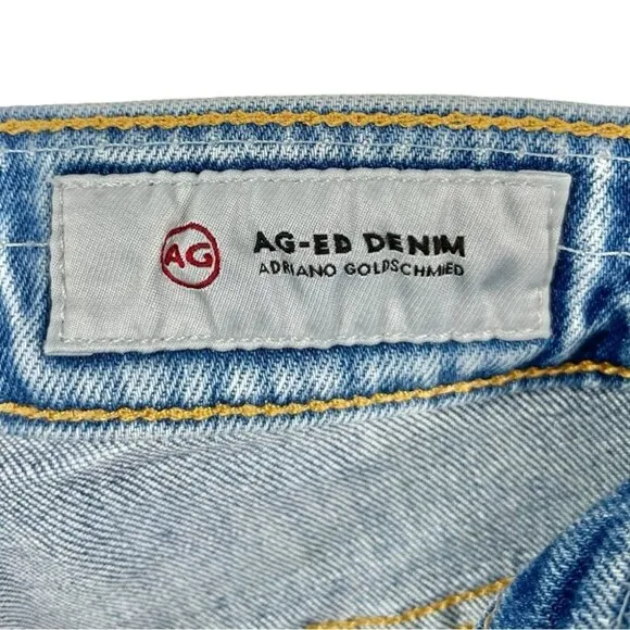 AG Nikki Relaxed Bermuda Denim Shorts with Raw Hem Size 24