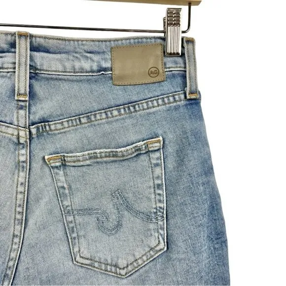 AG Nikki Relaxed Bermuda Denim Shorts with Raw Hem Size 24