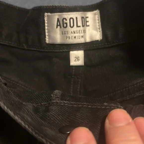 Agolde Dee ultra high waisted distressed cut off denim button fly shorts size 26