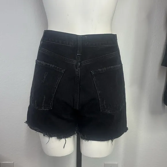 Agolde Dee ultra high waisted distressed cut off denim button fly shorts size 26