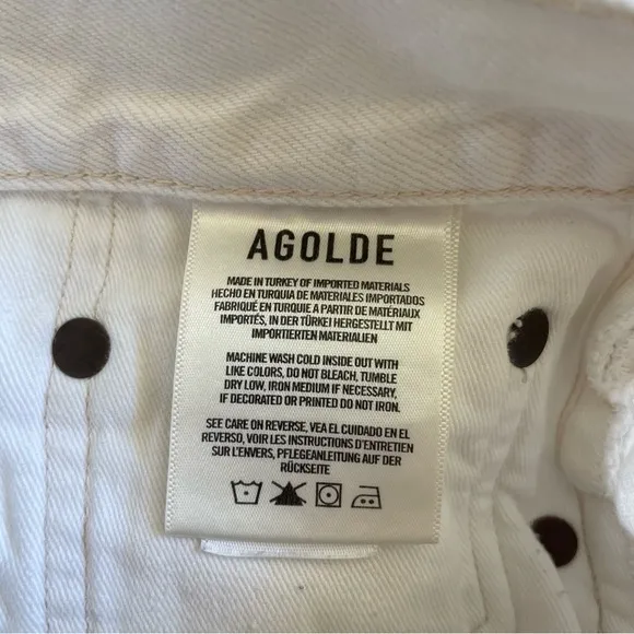 Agolde Parker Denim Shorts in Tissue White Cut Offs Size 31