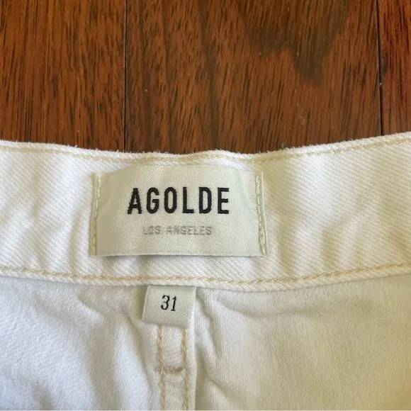 Agolde Parker Denim Shorts in Tissue White Cut Offs Size 31