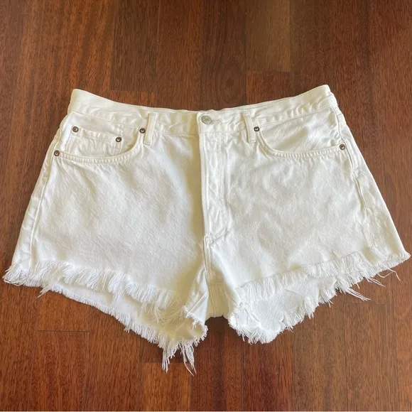 Agolde Parker Denim Shorts in Tissue White Cut Offs Size 31