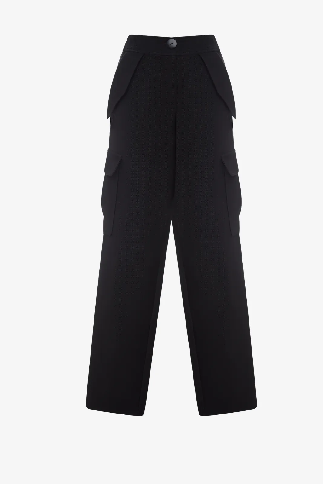Ankle length cargo pants in black