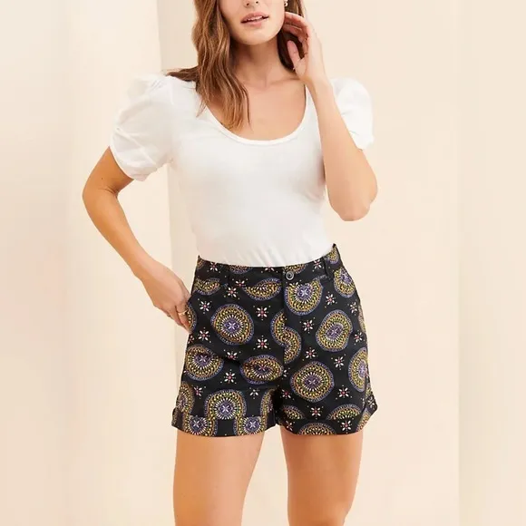 Anthropologie Maeve Abstract City Shorts