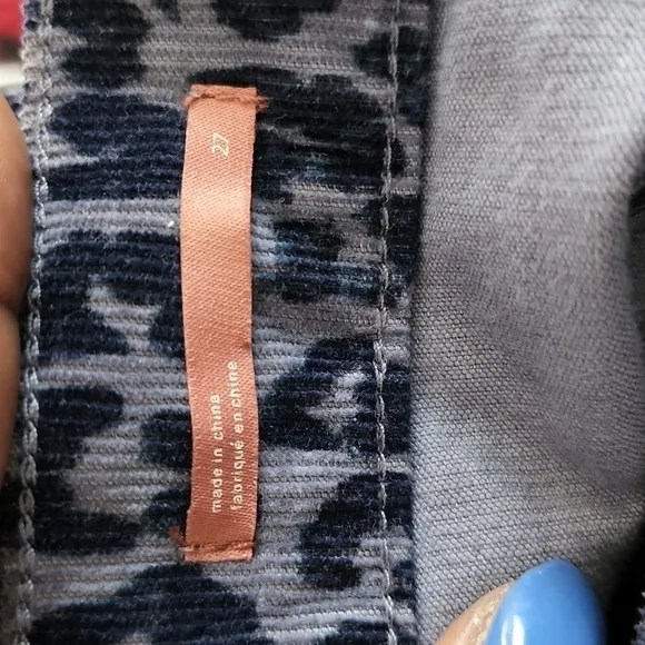 Anthropologie Pilcro Cheetah Blue Cord Cut Off Bermuda Shorts
