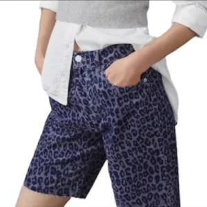 Anthropologie Pilcro Cheetah Blue Cord Cut Off Bermuda Shorts