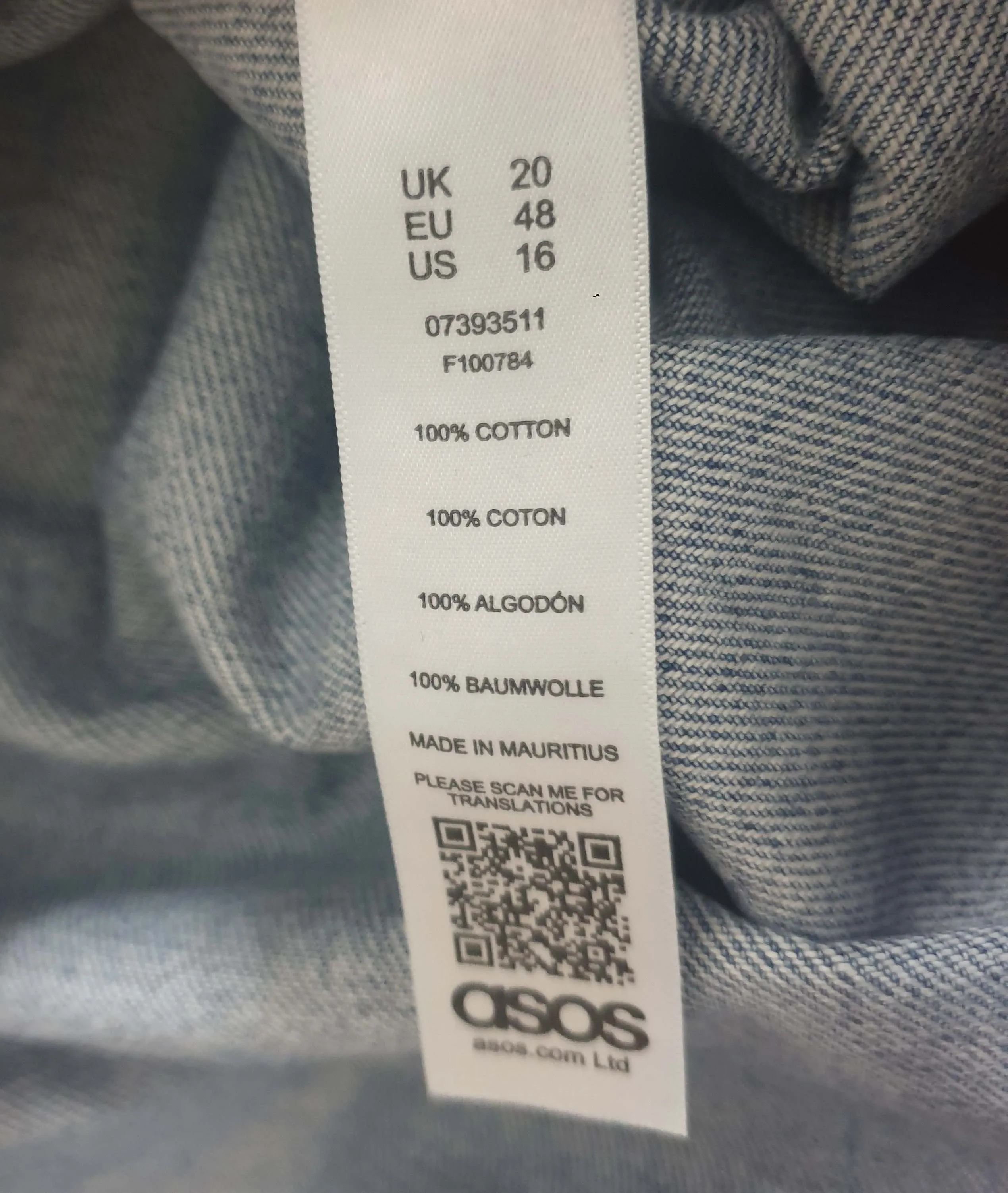 Asos denim mini skirt size UK20