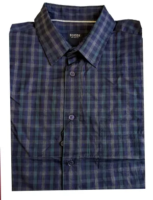 Benson Men's Blue Plaid Long Sleeve Button Down Shirt SH01 Size Large NWT