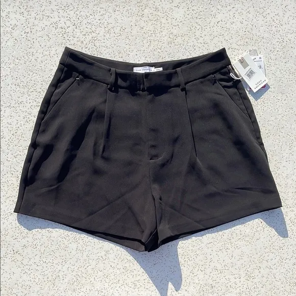 Black Good American High Waisted Luxe Suiting Trouser Shorts