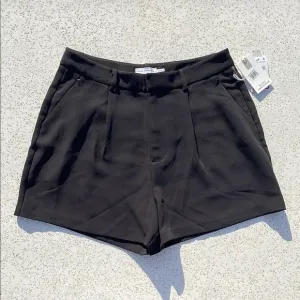 Black Good American High Waisted Luxe Suiting Trouser Shorts