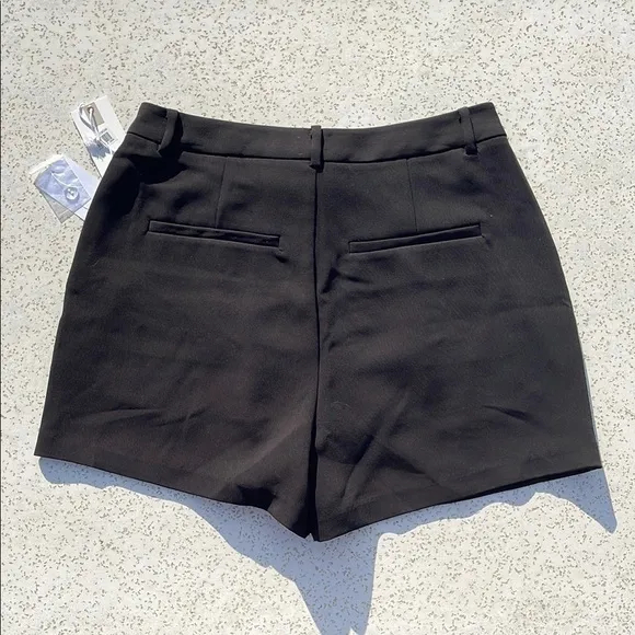 Black Good American High Waisted Luxe Suiting Trouser Shorts