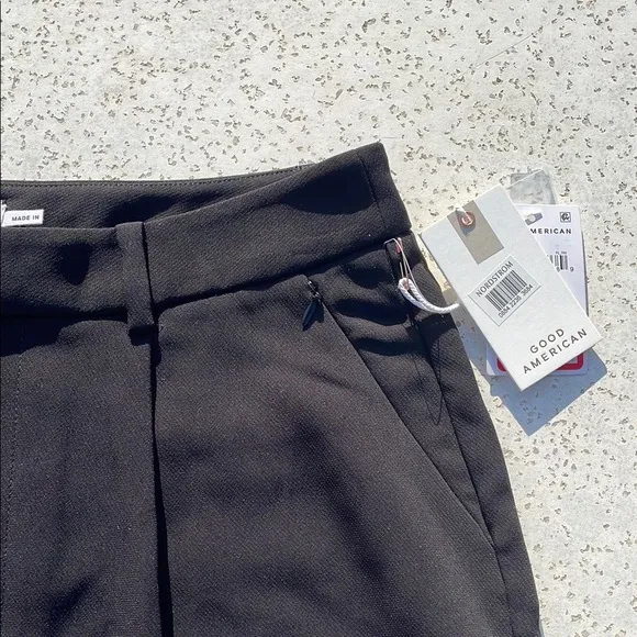 Black Good American High Waisted Luxe Suiting Trouser Shorts