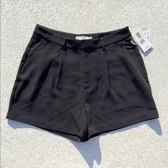 Black Good American High Waisted Luxe Suiting Trouser Shorts
