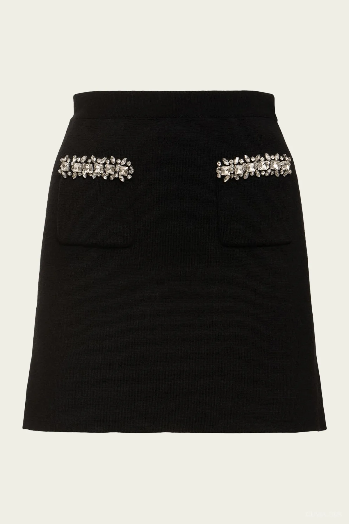 Black Knit Embellished Mini Skirt