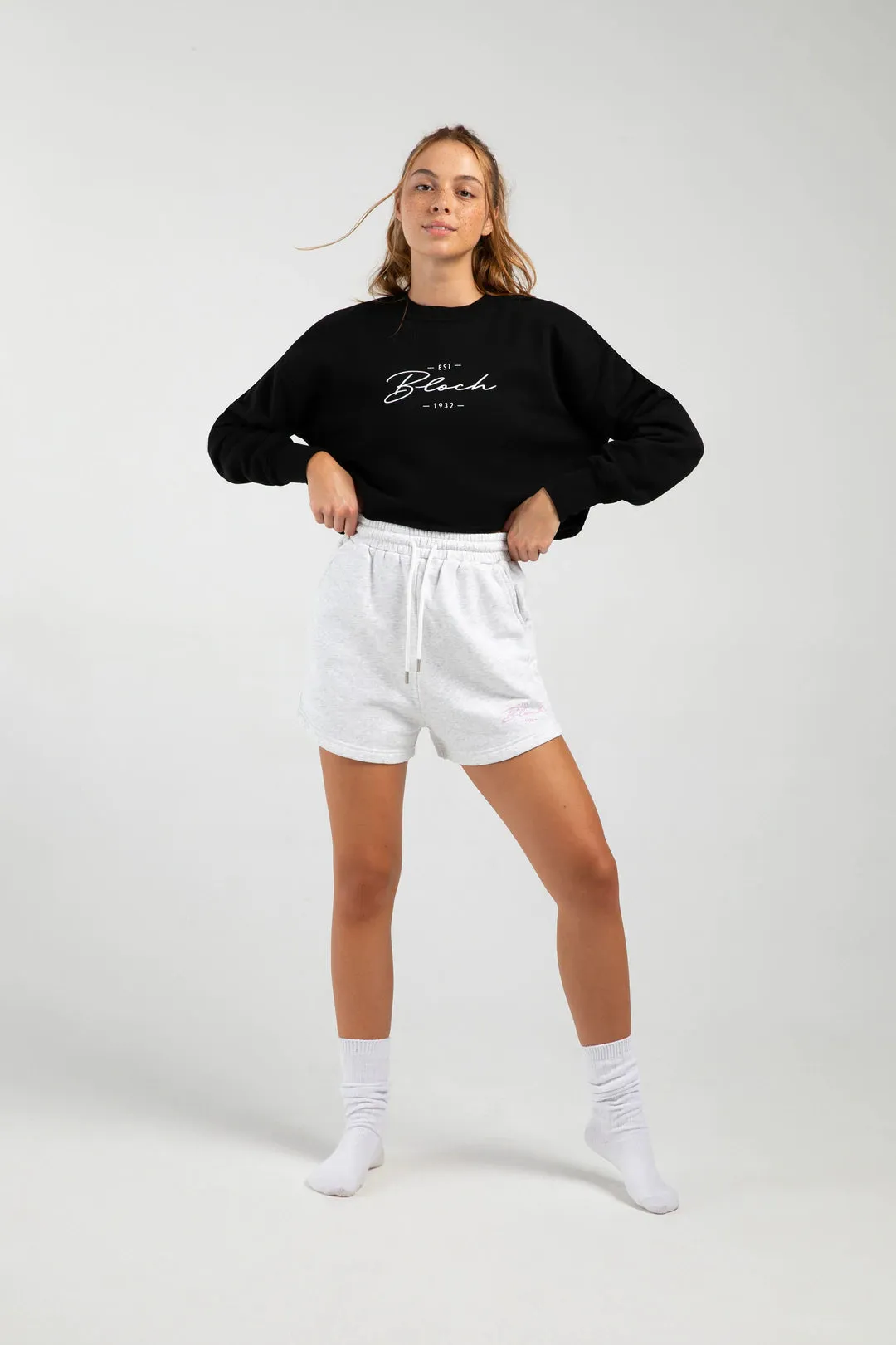 Bloch SALE | Off Duty High Waisted Terry Shorts | Snow Marle