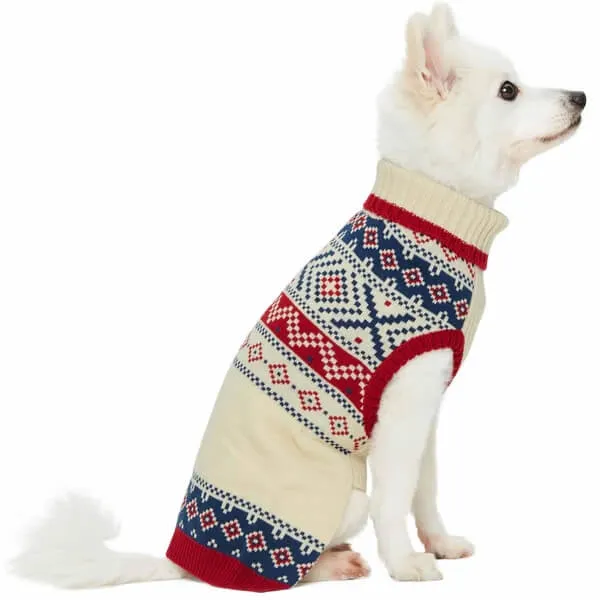 Blueberry Pet Fair Isle Dog Sweater Cream White