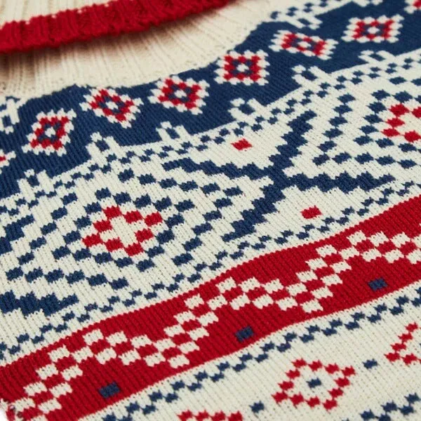 Blueberry Pet Fair Isle Dog Sweater Cream White