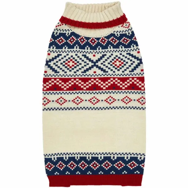 Blueberry Pet Fair Isle Dog Sweater Cream White