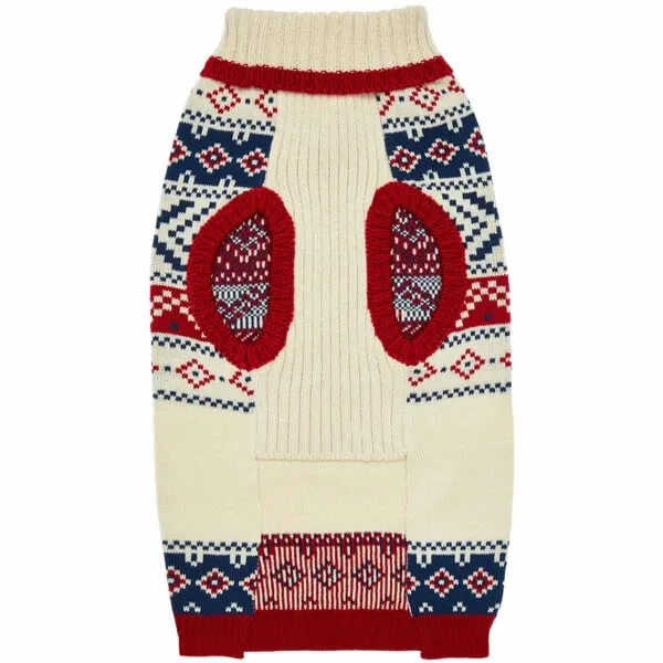 Blueberry Pet Fair Isle Dog Sweater Cream White