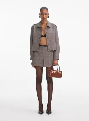Brown Check Mini Skirt