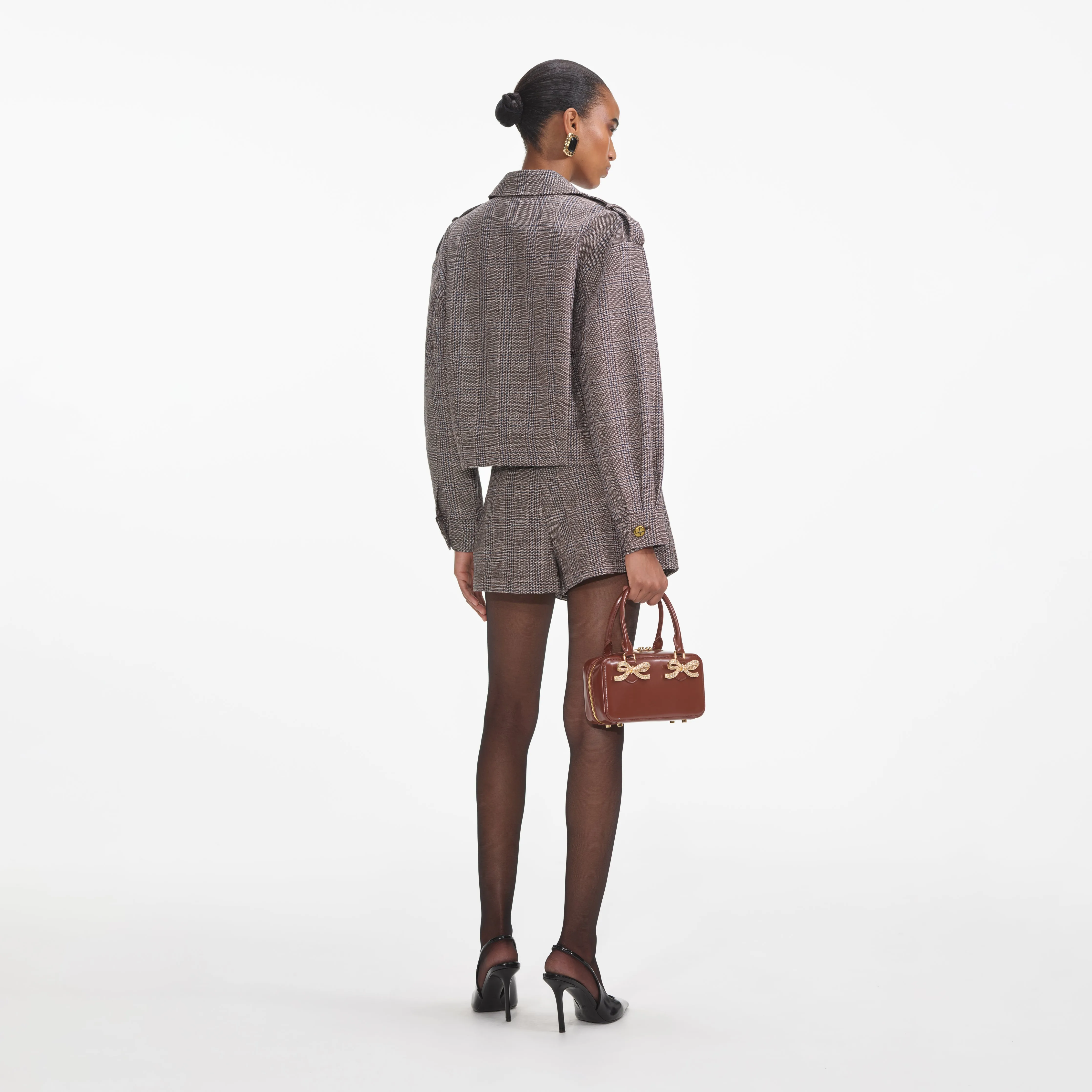 Brown Check Mini Skirt