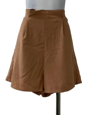 Brown High Waisted Pleated Shorts