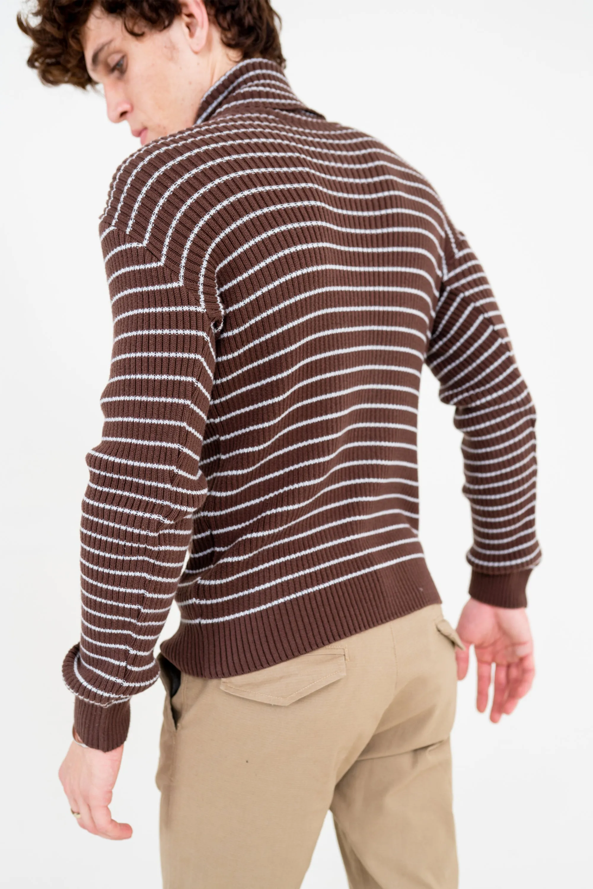 Brown Knit Roll Neck