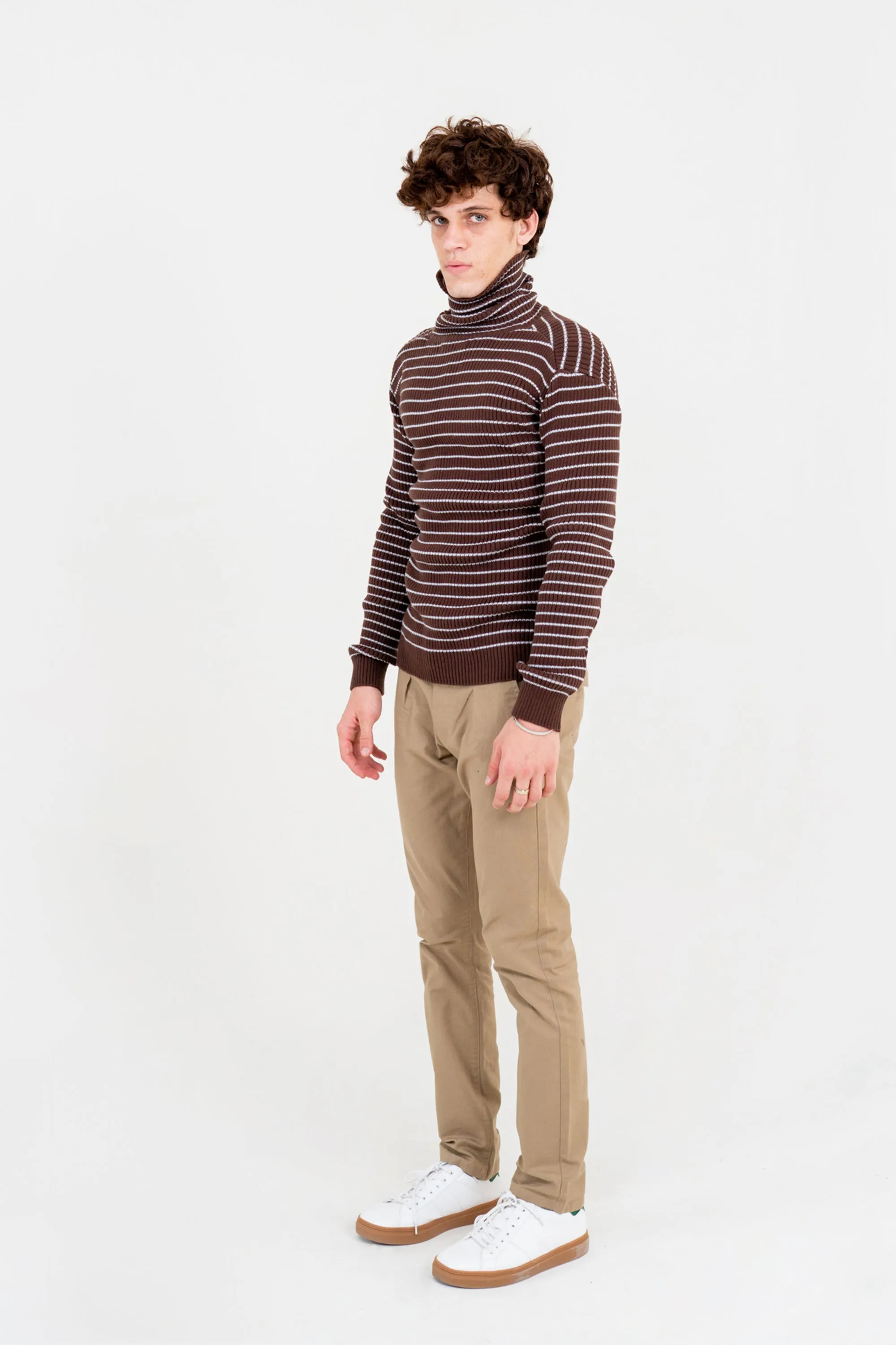 Brown Knit Roll Neck