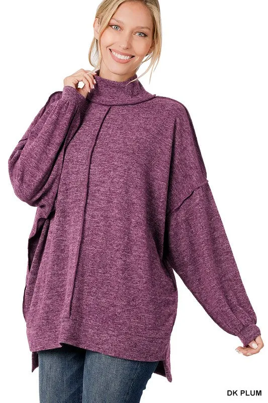 Brushed Melange Hacci Mock Neck Sweater