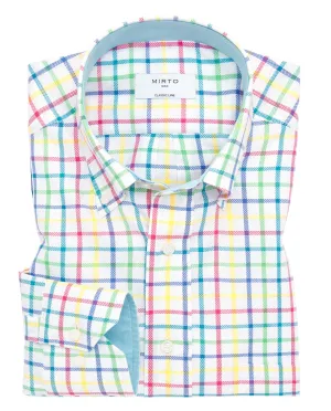 Camisa casual cuadros multicolor algodón