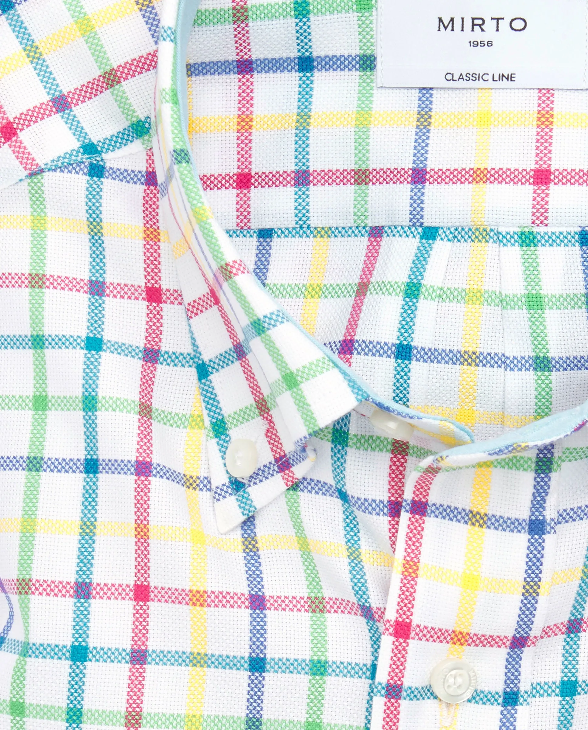 Camisa casual cuadros multicolor algodón