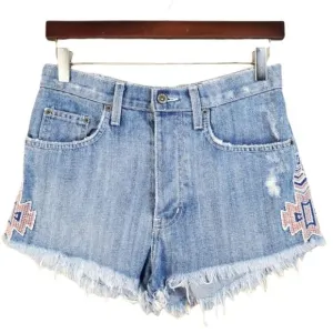 Carmar High Rise Distressed Cutoff Tribal Shorts