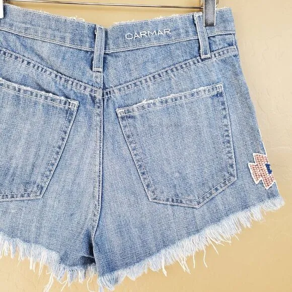 Carmar High Rise Distressed Cutoff Tribal Shorts