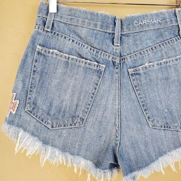 Carmar High Rise Distressed Cutoff Tribal Shorts