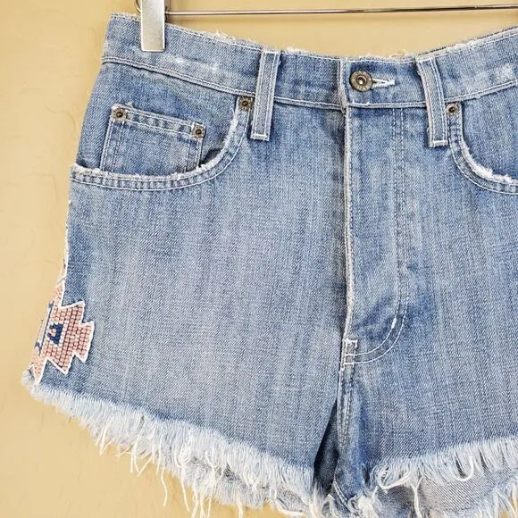 Carmar High Rise Distressed Cutoff Tribal Shorts