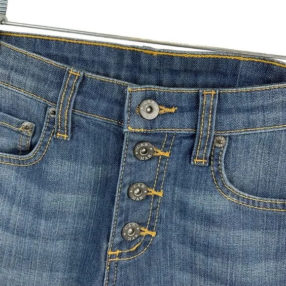Carmar Shorts Womens Sz 24 Denim Bermuda Med Wash Button Stretch Mid Rs $219 Nwt