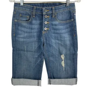 Carmar Shorts Womens Sz 24 Denim Bermuda Med Wash Button Stretch Mid Rs $219 Nwt