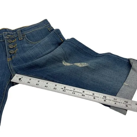 Carmar Shorts Womens Sz 24 Denim Bermuda Med Wash Button Stretch Mid Rs $219 Nwt