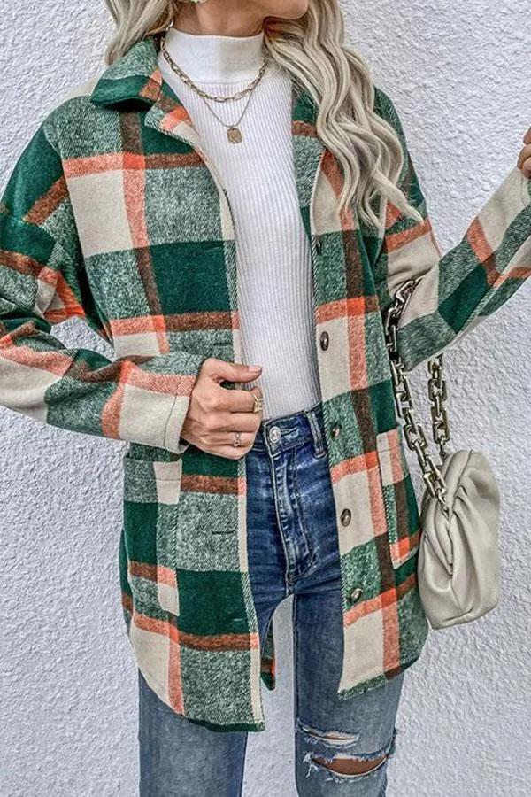 Casual Loose Lattice Plaid Shirt Coat