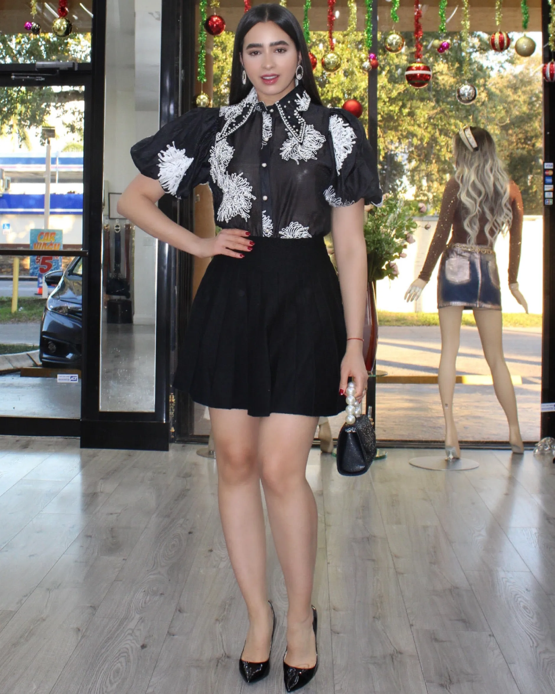 Cause Its Cute Pleaded Minim Skirt Black