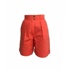 Chanel Coral Logo Button Shorts