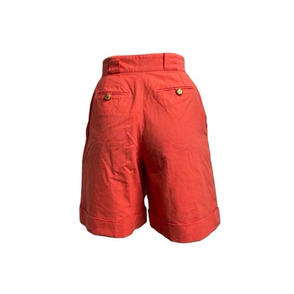 Chanel Coral Logo Button Shorts